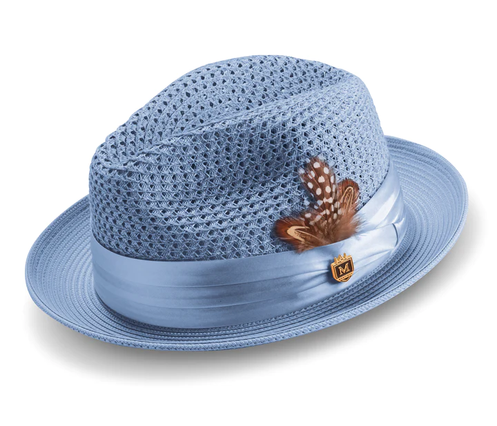 Solid Color Pinch Braided Fedora With Matching Satin Ribbon Hat