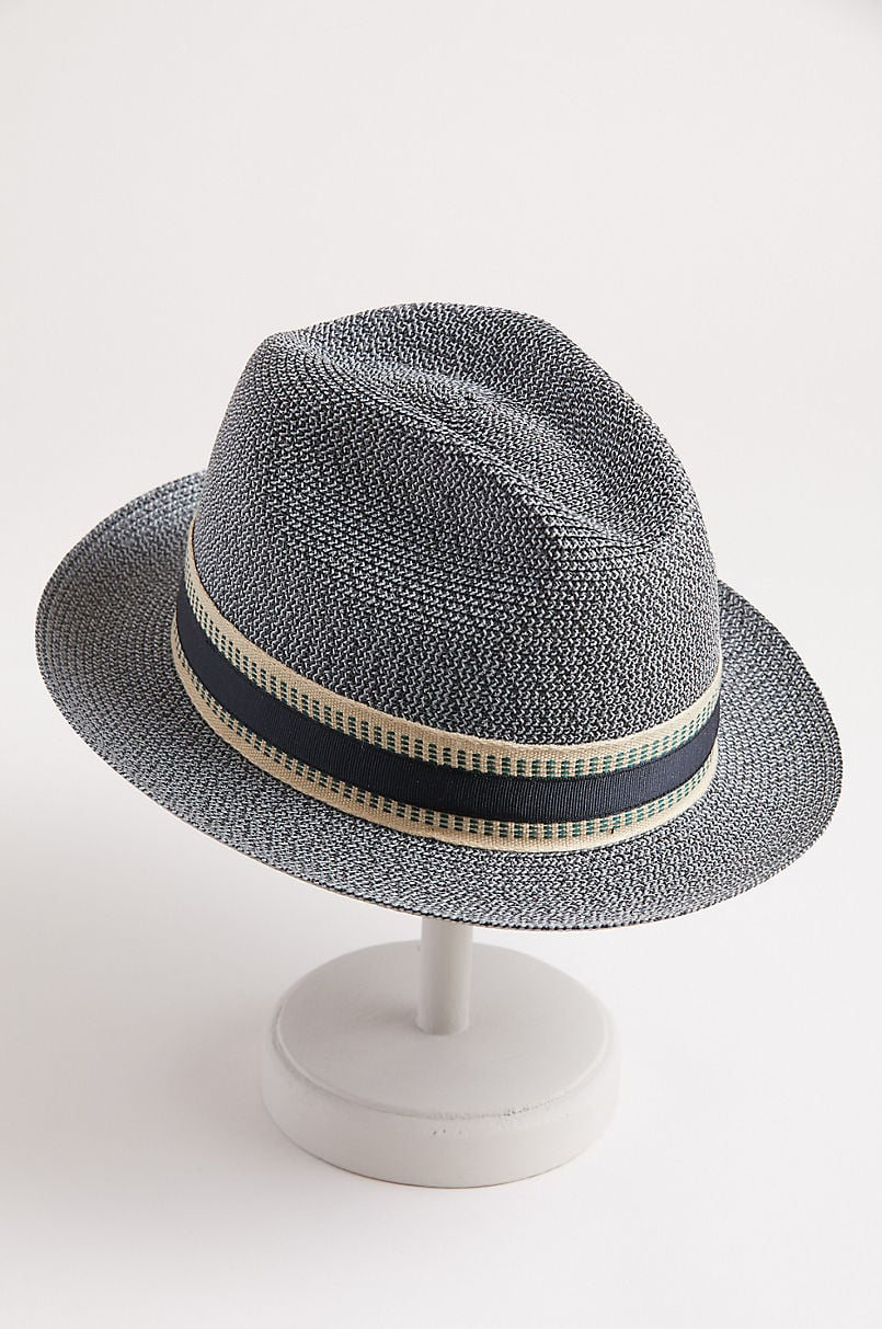 Estate Poly Braid Straw Fedora Hat with Grosgrain Hatband