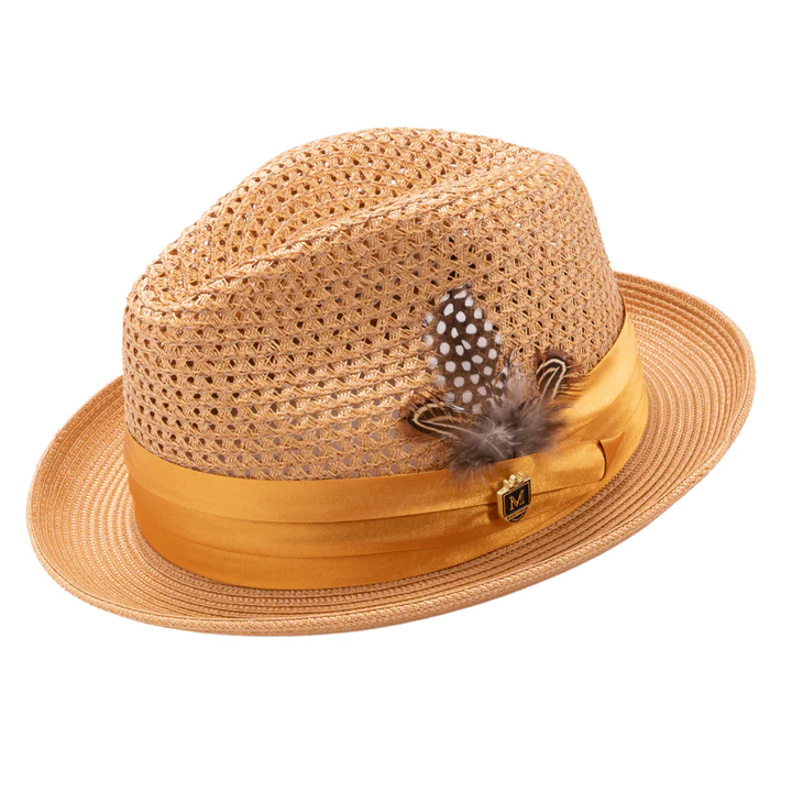 Solid Color Pinch Braided Fedora With Matching Satin Ribbon Hat