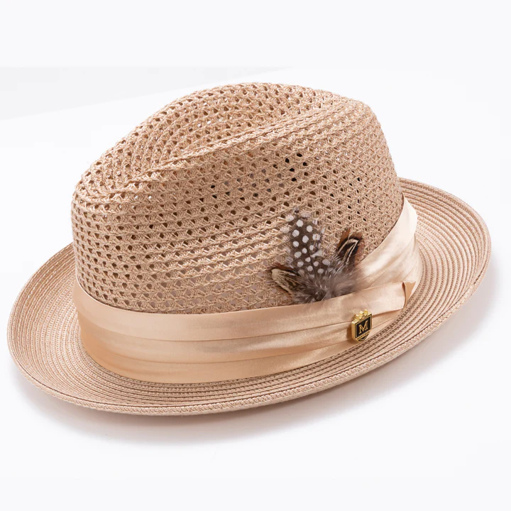 Solid Color Pinch Braided Fedora With Matching Satin Ribbon Hat