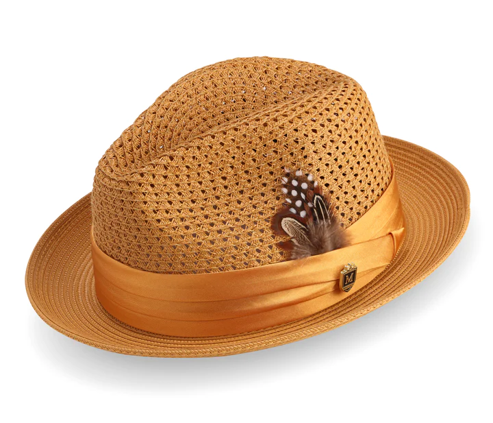 Solid Color Pinch Braided Fedora With Matching Satin Ribbon Hat