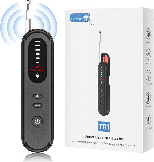 Aroeally Hidden Camera Detector - 2025 Camera Detector, Hidden Device GPS Detector, Bug Detector, Camera Detector for Hotels, Travel, Office, 5 Levels Sensitivity (Black)