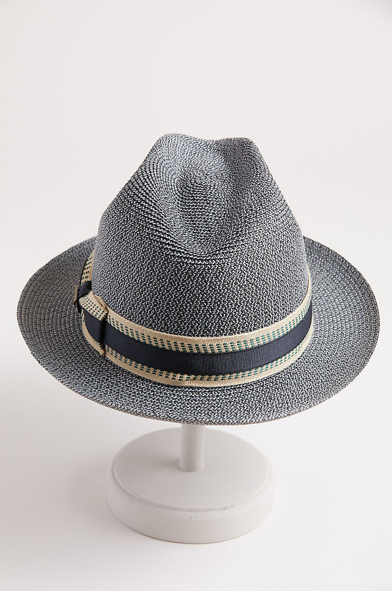 Estate Poly Braid Straw Fedora Hat with Grosgrain Hatband