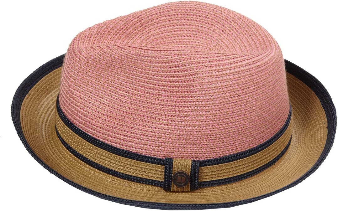 Twotone Summer Straw Fedora Hat