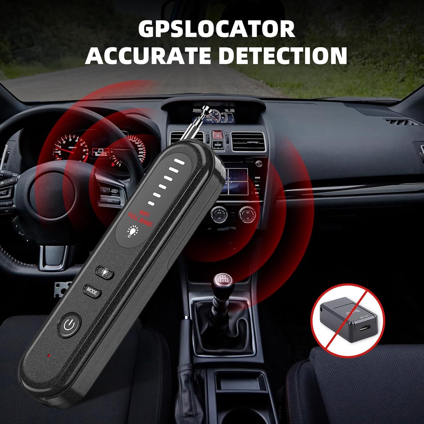 Aroeally Hidden Camera Detector - 2025 Camera Detector, Hidden Device GPS Detector, Bug Detector, Camera Detector for Hotels, Travel, Office, 5 Levels Sensitivity (Black)