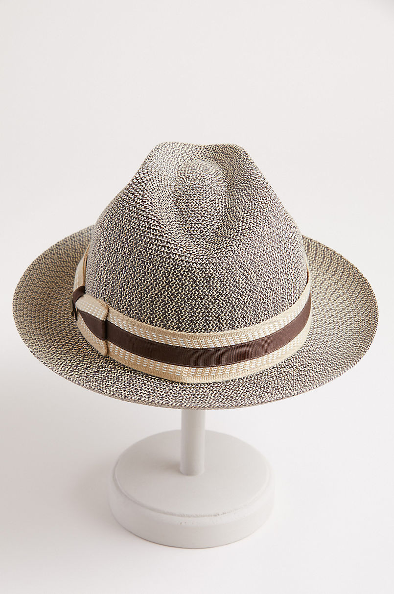 Estate Poly Braid Straw Fedora Hat with Grosgrain Hatband