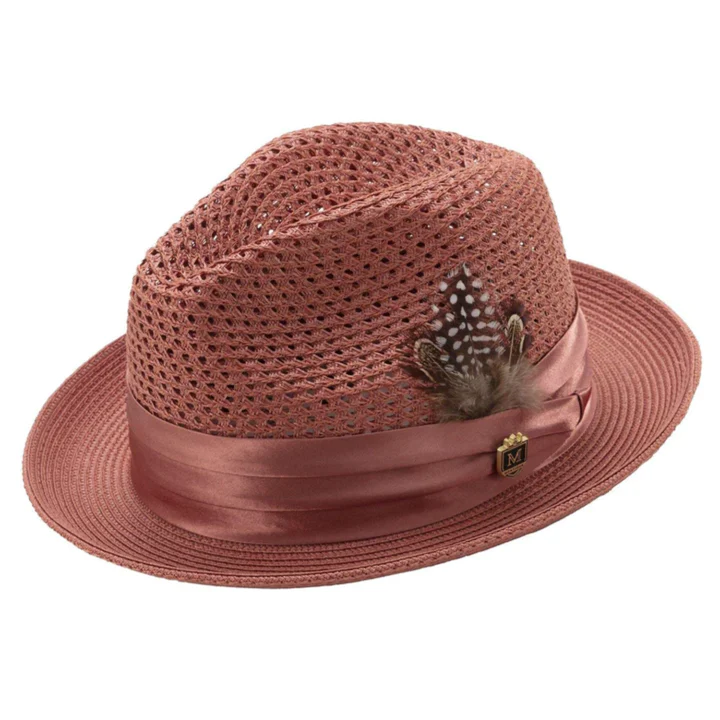 Solid Color Pinch Braided Fedora With Matching Satin Ribbon Hat 